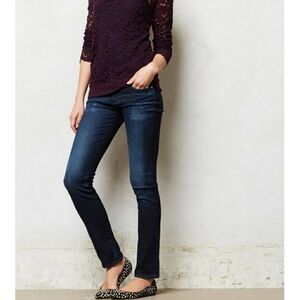 AG 27 Stevie Slim Straight Dark Wash Low Rise Stretch Jeans Adriano Goldschmied